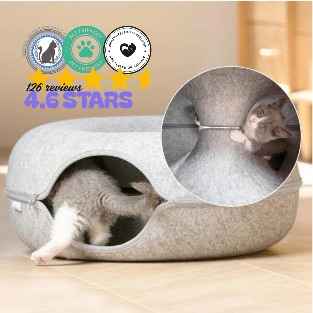 Calming Donut Cat Cave Bed