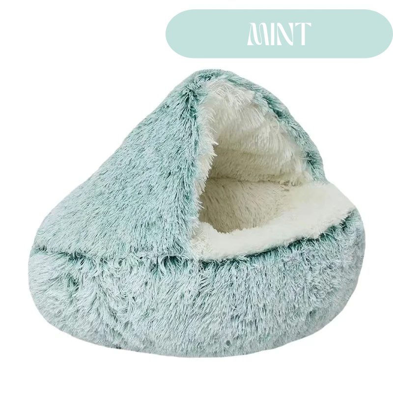 ECO Pet/Cat Fleece Hooded Calming Sleeping Bed