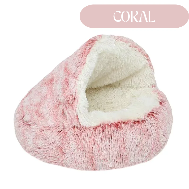 ECO Pet/Cat Fleece Hooded Calming Sleeping Bed