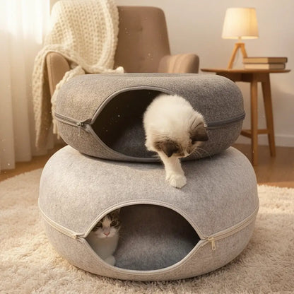 Calming Donut Cat Cave Bed