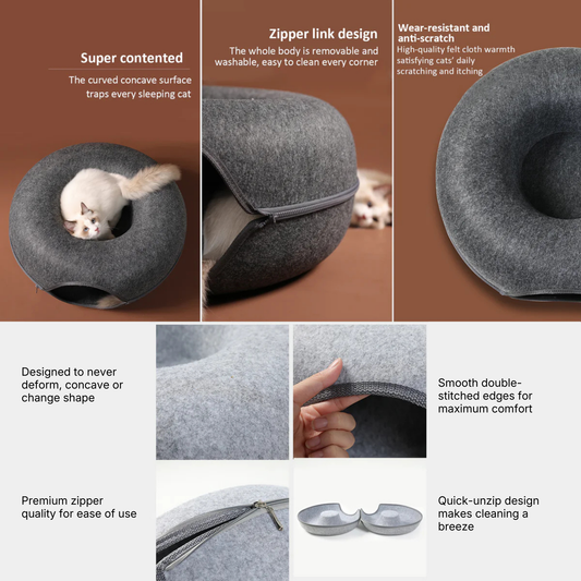 Calming Donut Cat Cave Bed