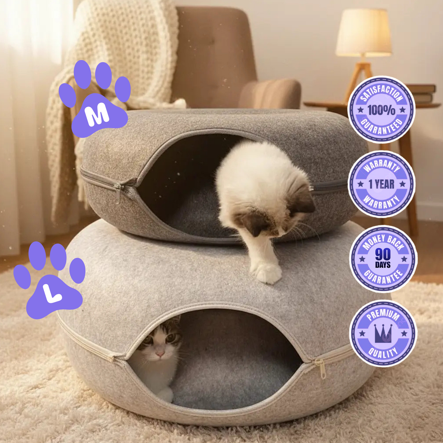 Calming Donut Cat Cave Bed