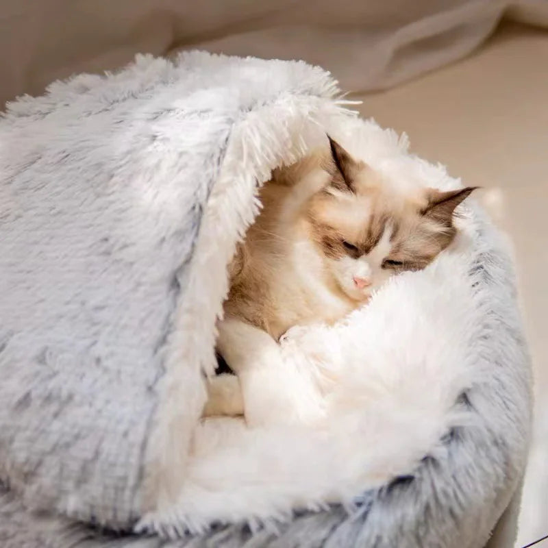ECO Pet/Cat Fleece Hooded Calming Sleeping Bed