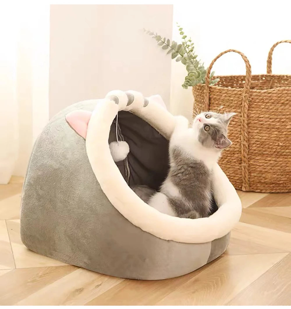 Cute Cat Cave with Pom Pom
