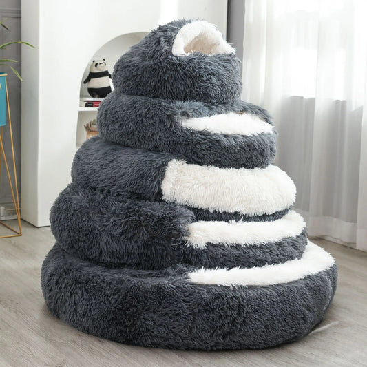 Fluffy Donut Cave Cat Bed