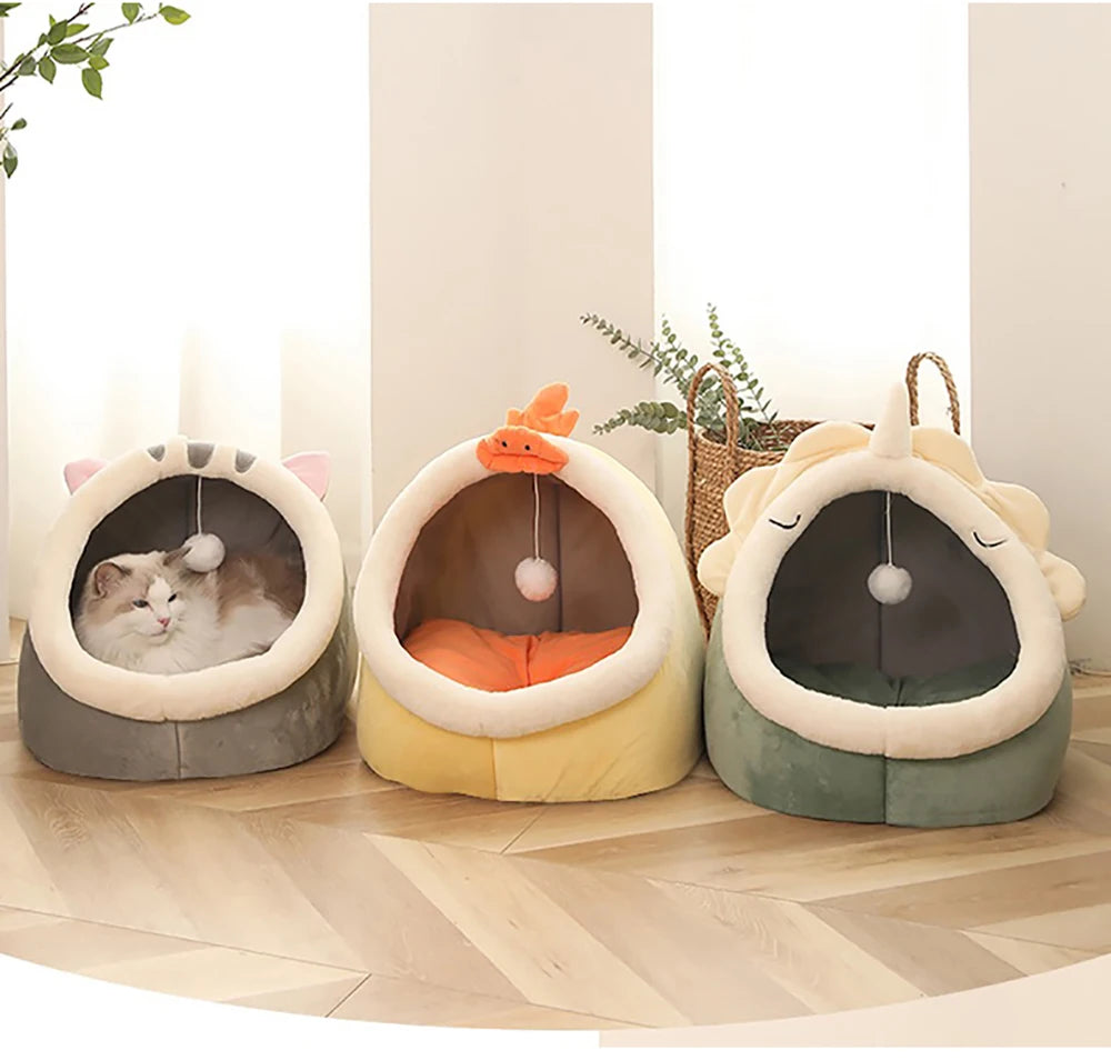 Cute Cat Cave with Pom Pom