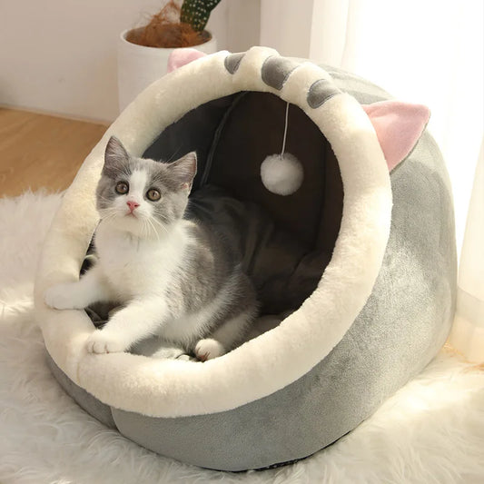 Cute Cat Cave with Pom Pom