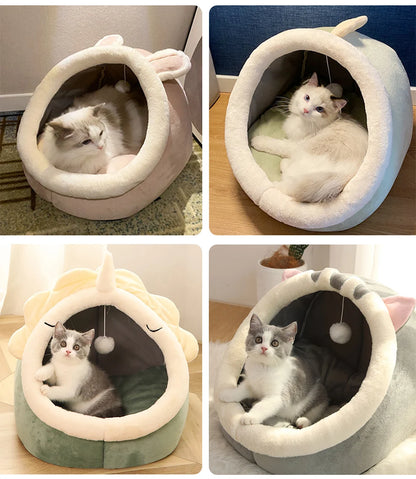 Cute Cat Cave with Pom Pom