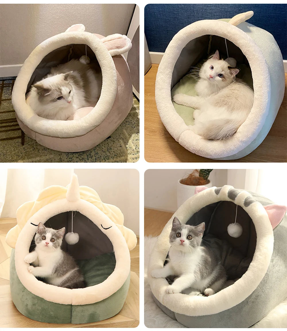 Cute Cat Cave with Pom Pom