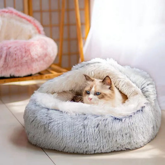 ECO Pet/Cat Fleece Hooded Calming Sleeping Bed