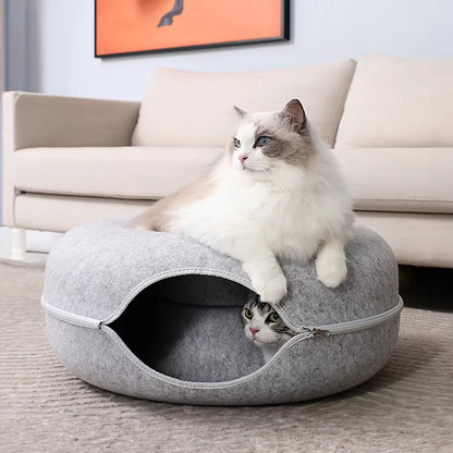 Calming Donut Cat Cave Bed