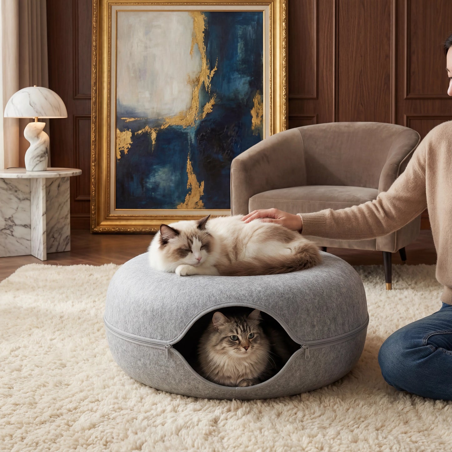 Donut Cat Cave Bed