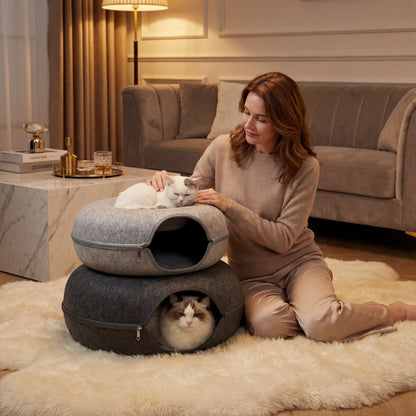 Donut Cat Cave Bed