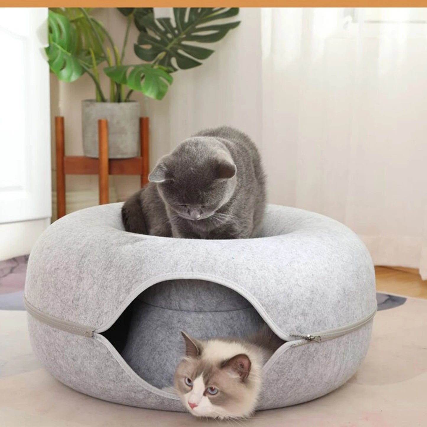 Calming Donut Cat Cave Bed